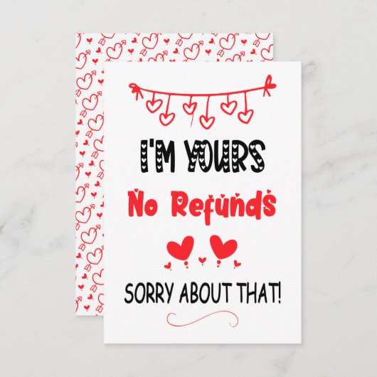 Ik ben jullie geen restitutie, grappige Valentijns Bedankkaart (Voorkant / Achterkant)