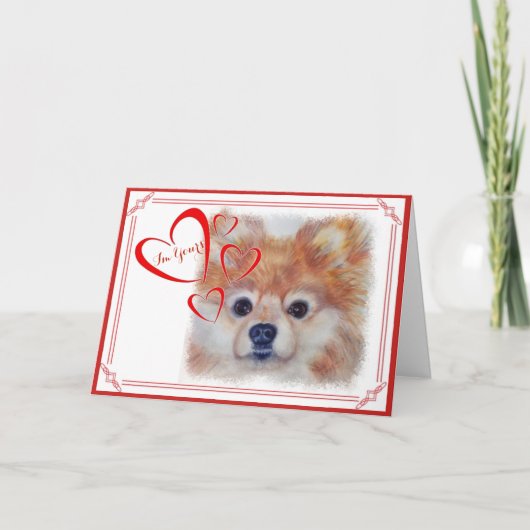 IK BEN JULLIE VALENTIJN CUTE GOLDEN POMERANIAN FEESTDAGEN KAART (Voorkant)
