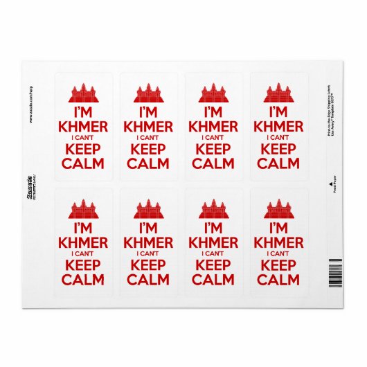 Ik ben Khmer dat ik geen kalm kan houden Etiket (Full Sheet)