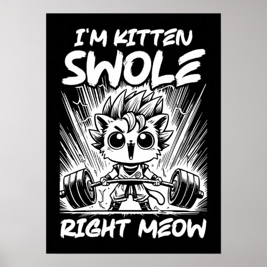 Ik ben Kitten Swole nu, Anime Gym Cat Workout Poster (Voorkant)