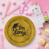 Ik ben klaar - Geel Papieren Bordje (Feest)