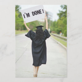 Ik ben klaar met tekenen op afstuderen-uitnodiging kaart