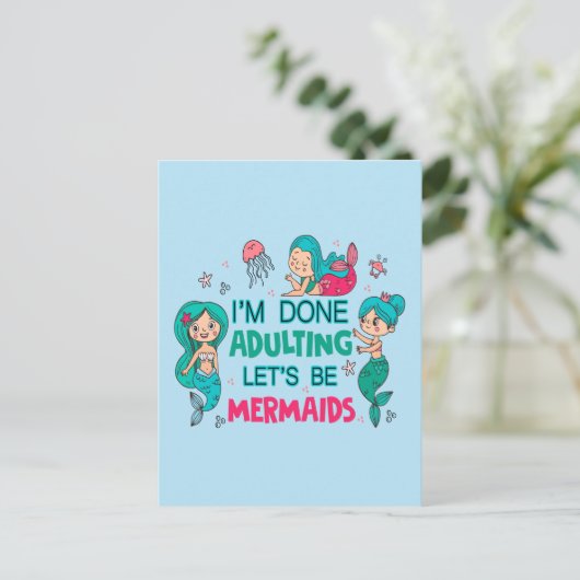 Ik ben klaar met zeemeerminnen briefkaart (Staand voorkant)