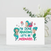 Ik ben klaar met zeemeerminnen feestdagenkaart (Staand voorkant)
