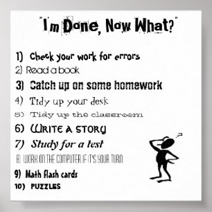 "Ik ben klaar, nu wat?" Poster