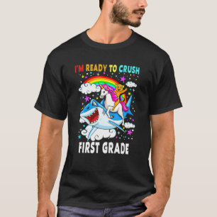 Ik ben klaar om 1e klas eenhoorn rijhaai te verple t-shirt