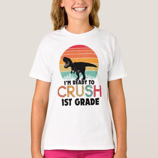 Ik ben klaar om 1st Grade T-Rex Kinder Grade One t T-shirt (Voorkant)