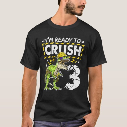 Ik ben klaar om 3 Dinosaur Construction Birthda te T-shirt (Voorkant)