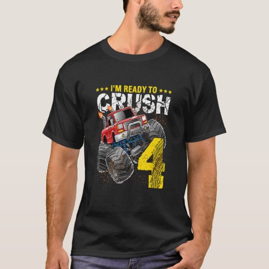 Ik ben klaar om 4 Monster Truck te overhalen, 4e v T-shirt (Voorkant)