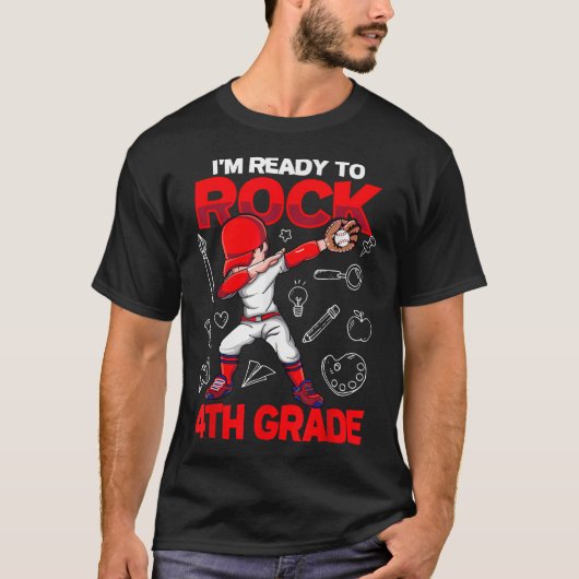 Ik ben klaar om 4e klas honkbaljongens Kind terug T-shirt (Voorkant)