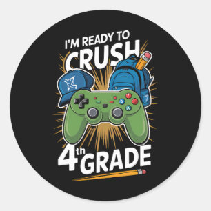 Ik ben klaar om 4th Grade Back to School Gamer te  Ronde Sticker