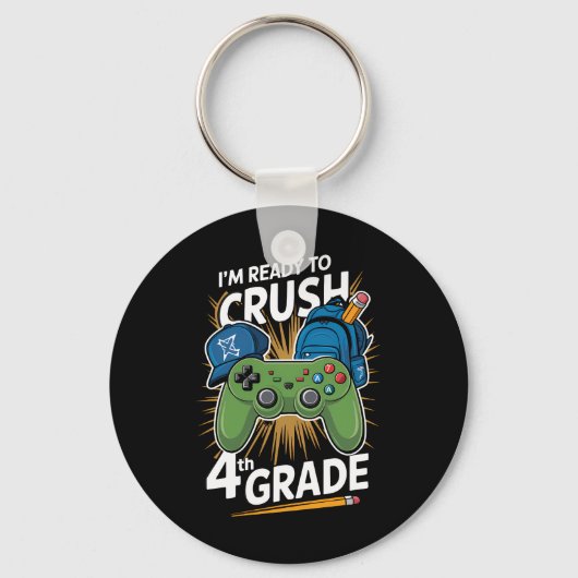 Ik ben klaar om 4th Grade Back to School Gamer te  Sleutelhanger (Voorkant)
