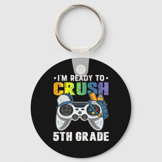 Ik ben klaar om 5e klas videogame CK naar school t Sleutelhanger (Voorkant)