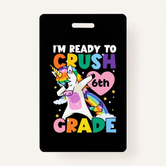 Ik ben klaar om 6e klas eenhoorn hart 1e dag te ve badge (Voorkant)