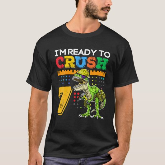 Ik ben klaar om 7 Funny Dinosaur terug naar school T-shirt (Voorkant)