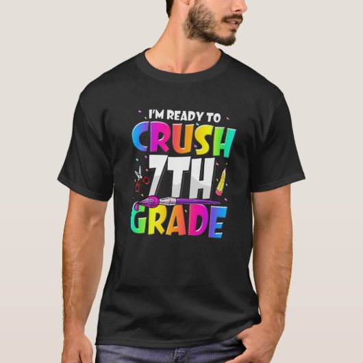 Ik ben klaar om 7e graad 3 FUNNY terug naar Schoo T-shirt (Voorkant)