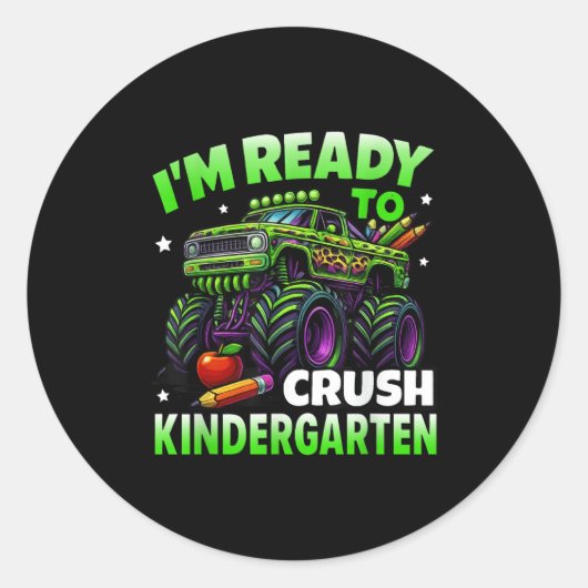 Ik ben klaar om crush kleuterschool monster truck  ronde sticker (Voorkant)