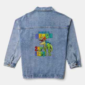 Ik ben klaar om de 2e klas Rex Dinosaur terug te b Denim Jacket