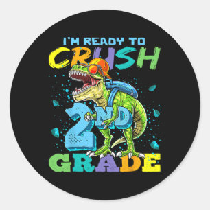 Ik ben klaar om de 2e klas T Rex dinosaurus aan te Ronde Sticker
