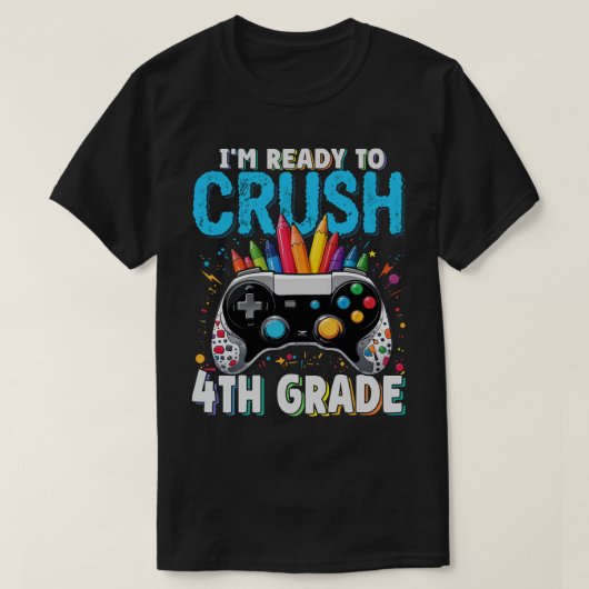 Ik ben klaar om de 4e klas gamer terug naar school t-shirt (Design voorkant)