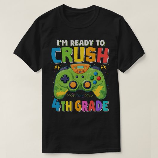 Ik ben klaar om de 4e klas gamer terug naar school t-shirt (Design voorkant)