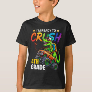 Ik ben klaar om de 4e klas monstertruck dinosaurus t-shirt