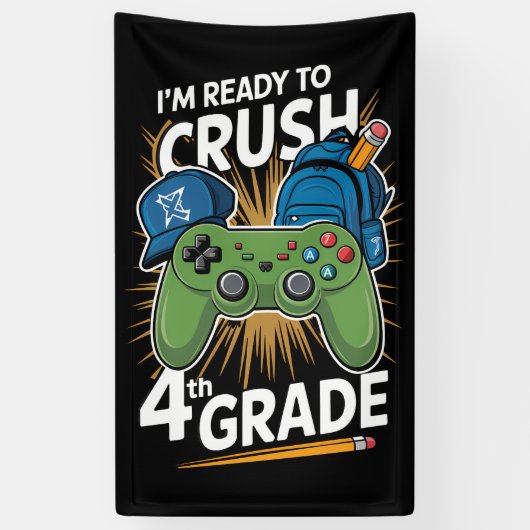 Ik ben klaar om de 4e klas weer naar school te gaa spandoek (Verticaal)