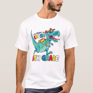 Ik ben klaar om de 5e klas Comic Style Rex Dinos t T-shirt