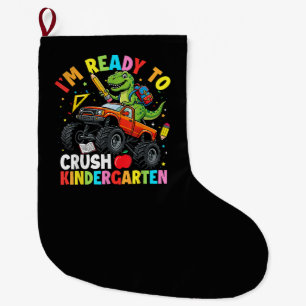 Ik ben klaar om de eerste dag van de kleuterschool grote kerstsok