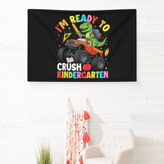 Ik ben klaar om de eerste dag van de kleuterschool spandoek (Insitu)