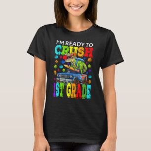 Ik ben klaar om de eerste klas-Monster Truck Dinos T-shirt