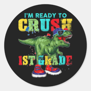 Ik ben klaar om de eerste klas van de Rex Dinosaur Ronde Sticker