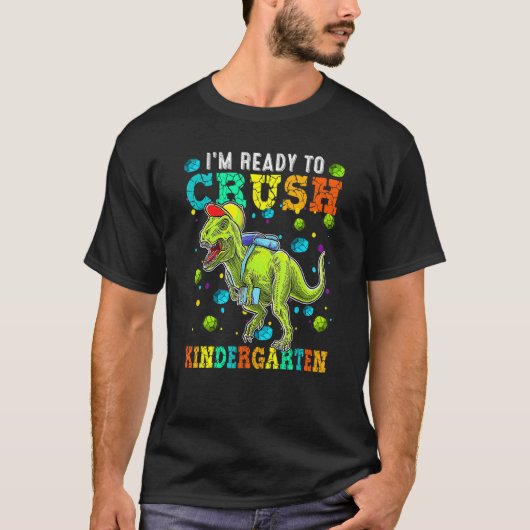 Ik ben klaar om de Kindergarten Rex Dinosaur terug T-shirt (Voorkant)