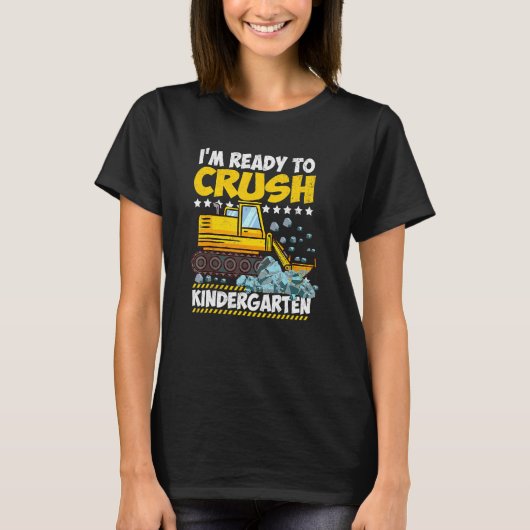 Ik ben klaar om de Kindergartenconstructie terug t T-shirt (Voorkant)