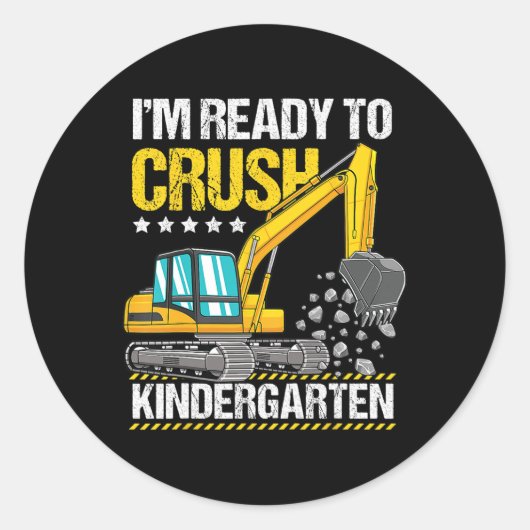 Ik ben klaar om de kleuterconstructievoertuigen te ronde sticker (Voorkant)