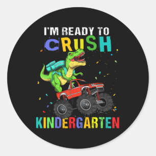 Ik ben klaar om de kleuterdinosaurus neer te halen ronde sticker