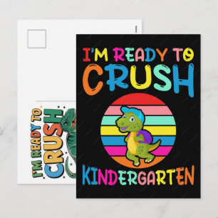 Ik ben klaar om de kleuterschool-dinosaurus te ver feestdagenkaart