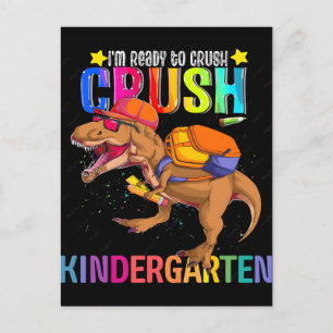 Ik ben klaar om de kleuterschool-dinosaurus te ver feestdagenkaart
