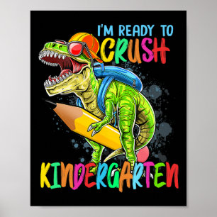 Ik ben klaar om de kleuterschool T-Rex Dino vast t Poster