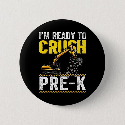 Ik ben klaar om de pre-k constructie graafmachine  ronde button 5,7 cm (Voorkant)