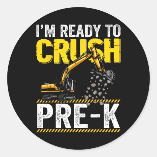 Ik ben klaar om de pre-k constructie graafmachine  ronde sticker (Voorkant)