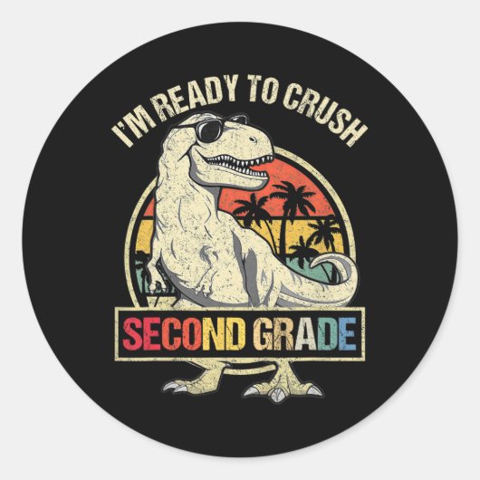 Ik ben klaar om de tweede klas van de Dinosaur ter Ronde Sticker (Voorkant)