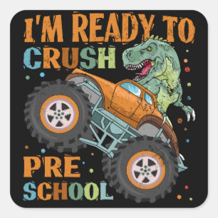 Ik ben klaar om de voorschoolse Monster Truck te k Vierkante Sticker