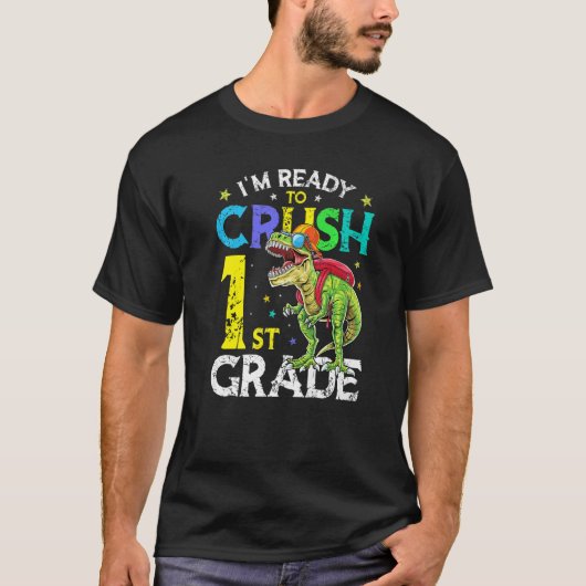 Ik ben klaar om dinosaur van de eerste klas terug  t-shirt (Voorkant)