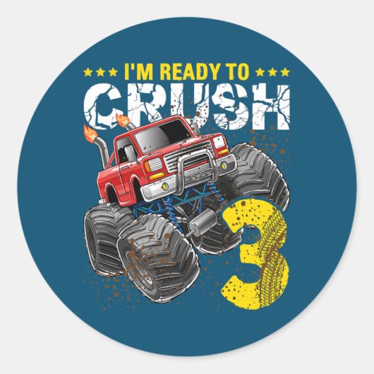 Ik ben klaar om drie Monster Truck te maken... 3de Ronde Sticker (Voorkant)