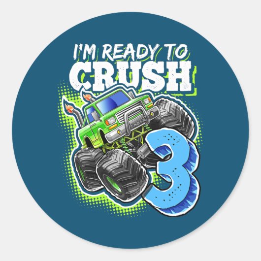Ik ben klaar om drie Monster Truck te maken... 3de Ronde Sticker (Voorkant)