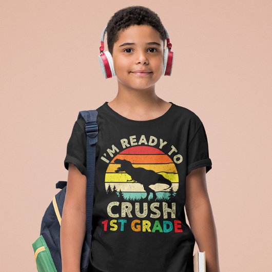 Ik ben klaar om eerste graad Retro Dinosaurus te v T-shirt