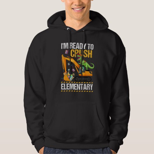 Ik ben klaar om elementaire dinosaurusconstructie hoodie (Voorkant)