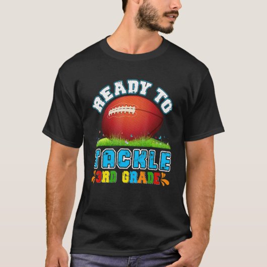 Ik ben klaar om Football van de derde klasse terug T-shirt (Voorkant)