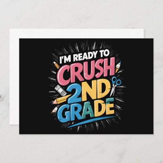 Ik ben klaar om het 2e leerjaar terug naar school  kaart (Voorkant / Achterkant)